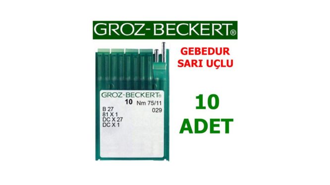 Groz Beckert DC X 27 Overlok Makinesi İğnesi (Gebedur-Sarı Uçlu İğne) (10 Adet)