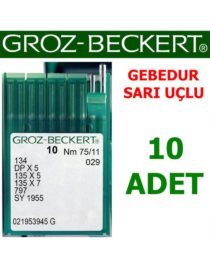 Groz Beckert DP X 5 Düz Makine İğnesi (Gebedur, Sarı Uçlu, Kalın Dip)