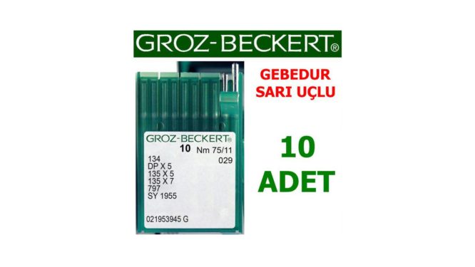 Groz Beckert DP X 5 Düz Makine İğnesi (Gebedur, Sarı Uçlu, Kalın Dip)